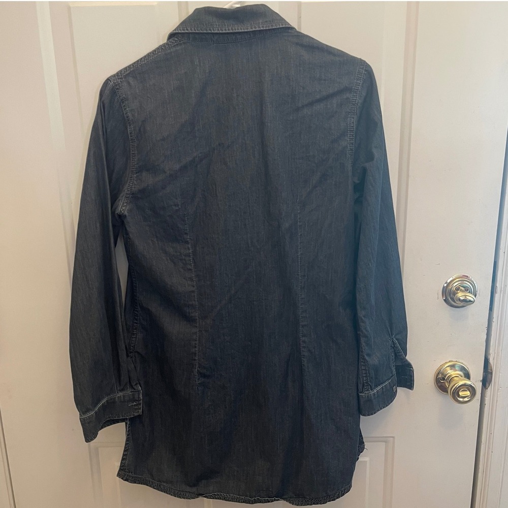 Coldwater Creek Dark Wash Denim Chambray Button Down Tunic Shirt Cotton Womens S - Picture 6 of 7